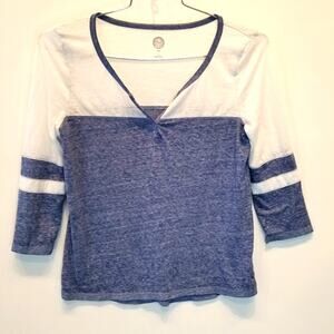 So! Blue White Girls Henley T-Shirt Small New Cotton polyester Boys Shirt Size S